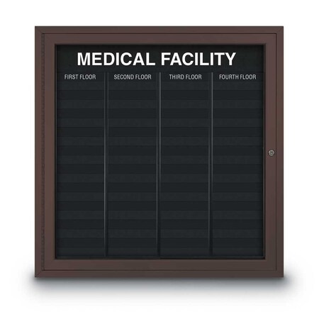 United Visual Products Outdoor Enclosed Combo Board, 72"x36", Satin Frame/Black & Apricot UVCB7236OD-BLACK-APRICOT